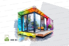 Colorful shipping container cafe clipart illustration design Product Image 1