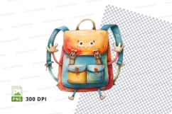 Cute Cartoon Backpack Clipart PNG Isolated School Bag Product Image 1