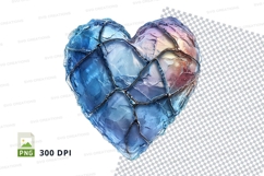 Stained glass heart clipart transparent love art blue PNG Product Image 1