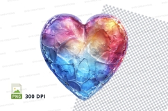 Colorful watercolor heart clipart transparent PNG 300 DPI Product Image 1
