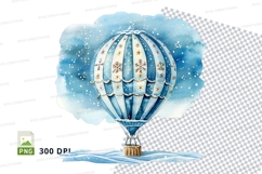 Hot air balloon clipart flying blue sky watercolor splash Product Image 1
