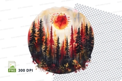 Autumn Forest Sunrise Clipart Circle Transparent PNG Product Image 1