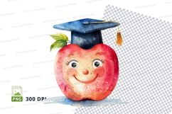 Graduation apple clipart smiling face cap education success Product Image 1