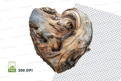 Wooden heart clipart PNG high detail 3D texture love Product Image 1