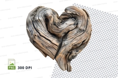 Wooden heart clipart PNG high detail love nature craft Product Image 1