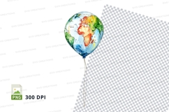 Earth globe balloon floating transparent background clipart Product Image 1