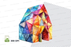 Colorful geometric origami house clipart transparent PNG 300 Product Image 1