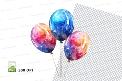 Colorful balloons floating in air clipart transparent backgr Product Image 1