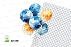Colorful watercolor balloons clipart set transparent backgro Product Image 1