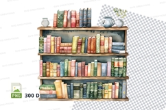 Colorful bookshelf clipart PNG 3D illustration home decor Product Image 1