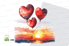 Three red heart balloons love clipart transparent background Product Image 1