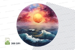 Sunset ocean wave clipart transparent PNG high resolution Product Image 1