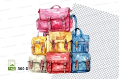 Colorful backpacks clipart set isolated 3D PNG Product Image 1