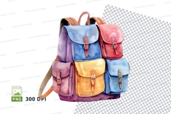 Colorful backpack clipart PNG isolated on white background Product Image 1