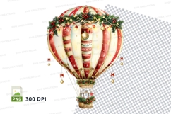 Hot Air Balloon Christmas Ornament Clipart PNG Festive Holid Product Image 1