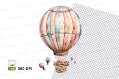 Colorful hot air balloon basket with macarons clipart png Product Image 1