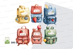 Cute cartoon backpacks set isolated on white background clip Product Image 1