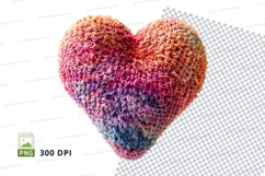 Handmade yarn heart clipart PNG high resolution love craft Product Image 1