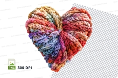 Handmade yarn heart clipart colorful knitted love decoration Product Image 1