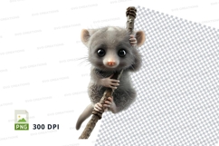 Cute raccoon clipart holding stick transparent PNG 300 DPI Product Image 1
