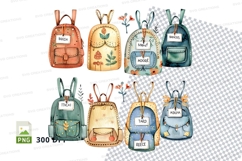 Colorful school backpacks clipart set with nature designs Product Image 1