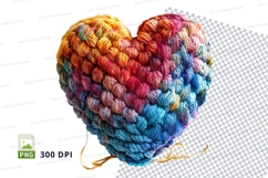 Handmade yarn heart clipart colorful knitted love decoration Product Image 1