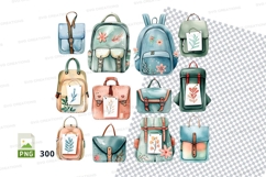 Colorful school backpacks clipart set isolated on white back Product Image 1