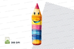 Colorful pencil clipart smiling face 300 DPI PNG vector illu Product Image 1