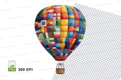 Colorful hot air balloon clipart PNG high resolution Product Image 1