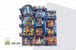 Colorful vintage building clipart PNG high detail 300 DPI Product Image 1