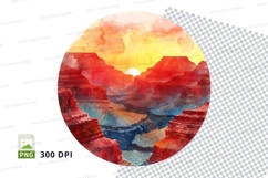 Sunset canyon landscape clipart transparent PNG high detail Product Image 1