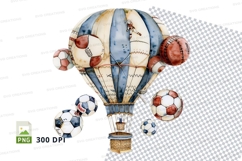 Hot air balloon with sports balls clipart PNG transparent Product Image 1