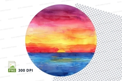 Vibrant sunset clipart ocean horizon colorful gradient sky Product Image 1