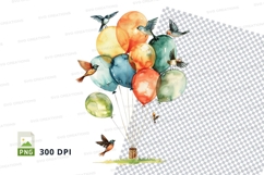 Colorful hot air balloons clipart flying celebration sky Product Image 1