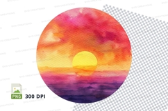 Vibrant sunset clipart with gradient sky and horizon Product Image 1