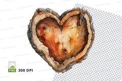 Wooden heart clipart love symbol rustic handcrafted PNG Product Image 1