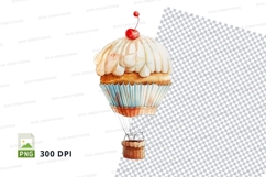 Hot air balloon cupcake clipart dessert celebration 300dpi Product Image 1