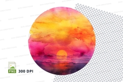 Vibrant gradient sunrise clipart png transparent background Product Image 1