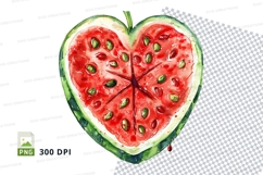 Fresh watermelon heart clipart PNG transparent background su Product Image 1