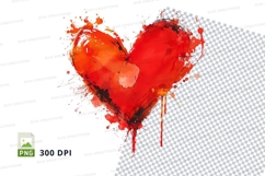 Broken red heart clipart splatter paint isolated PNG Product Image 1