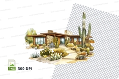 Modern desert house clipart cactus landscape illustration Product Image 1