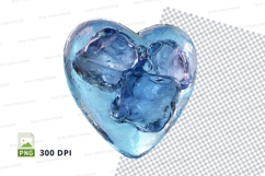 3D Blue Water Heart Clipart Transparent Background Product Image 1