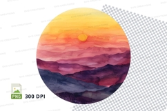 Vibrant sunset clipart circle gradient sky design Product Image 1
