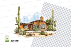 Desert house clipart cactus sunny landscape illustration Product Image 1