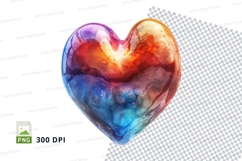 Colorful translucent heart clipart 3D glowing love symbol Product Image 1