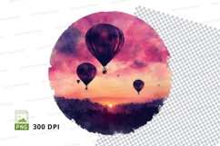 Hot air balloons sunset sky clipart vibrant colors Product Image 1