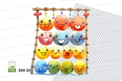 Colorful smiling emoji clipart hanging wooden frame Product Image 1