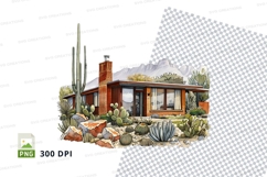 Desert house clipart modern cactus landscape illustration Product Image 1