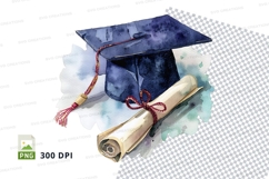 Graduation cap diploma clipart isolated success Product Image 1