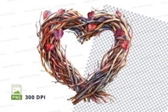 Handmade heart shaped twig wreath clipart png Product Image 1